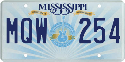 MS license plate MQW254