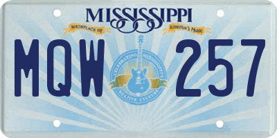 MS license plate MQW257