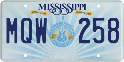 MS license plate MQW258