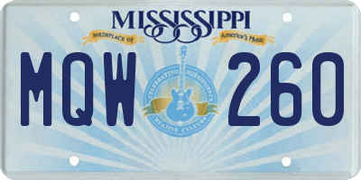 MS license plate MQW260