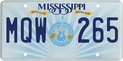MS license plate MQW265