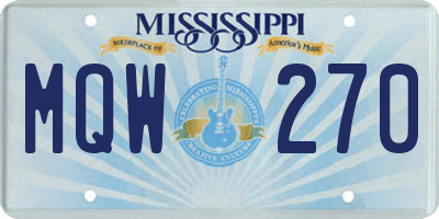 MS license plate MQW270