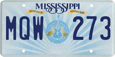 MS license plate MQW273