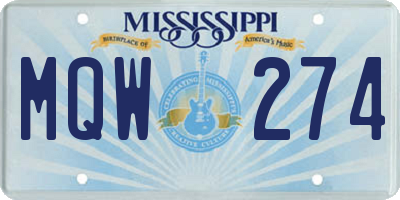 MS license plate MQW274