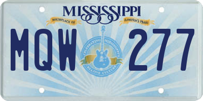 MS license plate MQW277