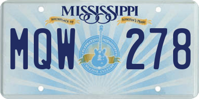 MS license plate MQW278