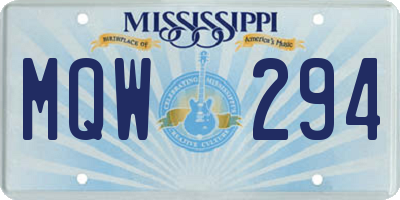 MS license plate MQW294