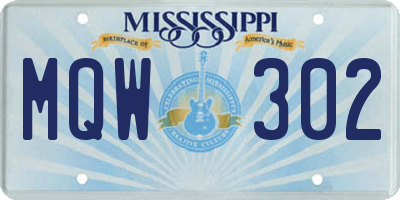 MS license plate MQW302