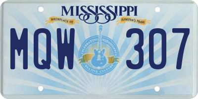 MS license plate MQW307