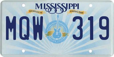 MS license plate MQW319