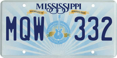 MS license plate MQW332
