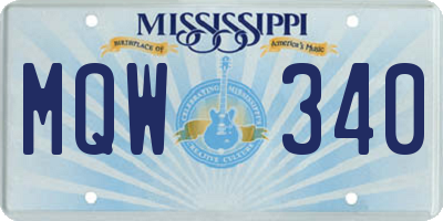 MS license plate MQW340