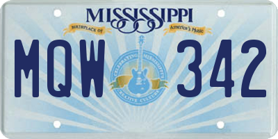 MS license plate MQW342