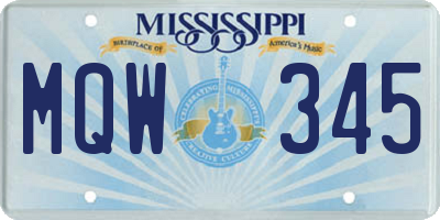 MS license plate MQW345