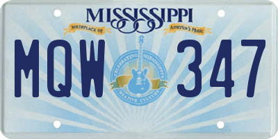 MS license plate MQW347