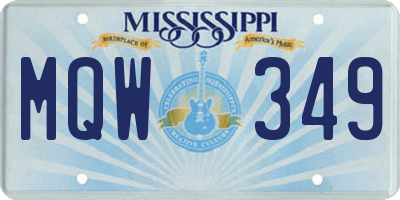MS license plate MQW349