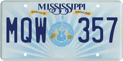 MS license plate MQW357