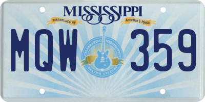 MS license plate MQW359