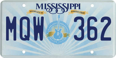 MS license plate MQW362