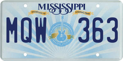 MS license plate MQW363