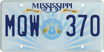 MS license plate MQW370