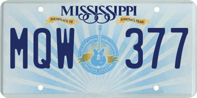 MS license plate MQW377