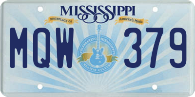 MS license plate MQW379