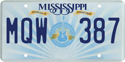 MS license plate MQW387