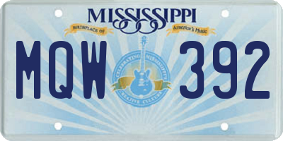 MS license plate MQW392