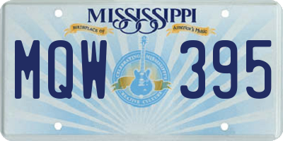 MS license plate MQW395