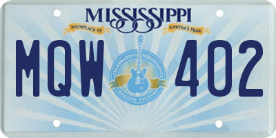 MS license plate MQW402