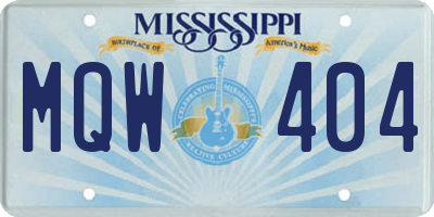 MS license plate MQW404