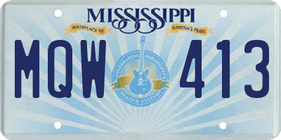 MS license plate MQW413
