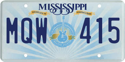 MS license plate MQW415