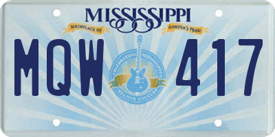 MS license plate MQW417