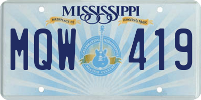 MS license plate MQW419