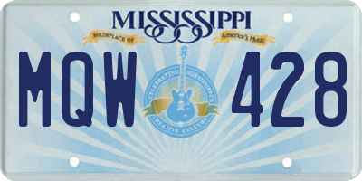 MS license plate MQW428