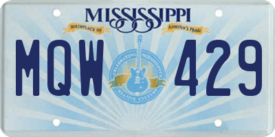 MS license plate MQW429