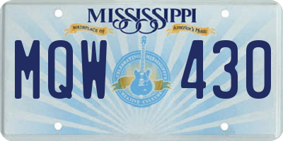 MS license plate MQW430