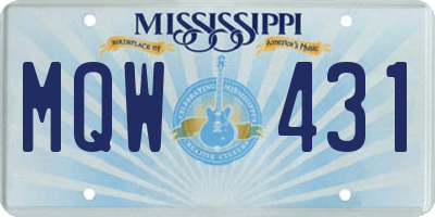 MS license plate MQW431