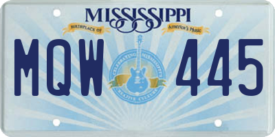 MS license plate MQW445