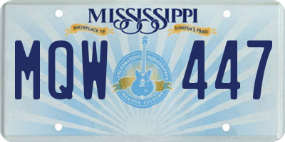 MS license plate MQW447