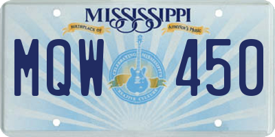 MS license plate MQW450