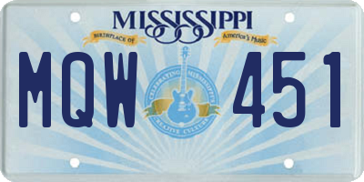 MS license plate MQW451