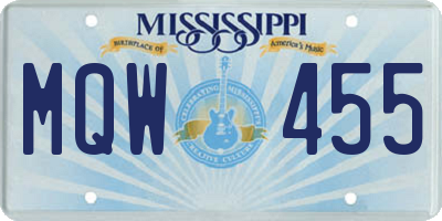 MS license plate MQW455