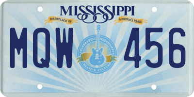 MS license plate MQW456