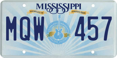 MS license plate MQW457