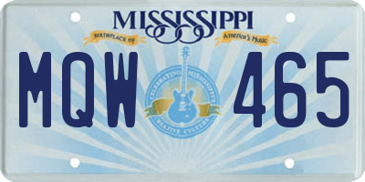 MS license plate MQW465