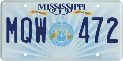 MS license plate MQW472