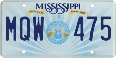 MS license plate MQW475
